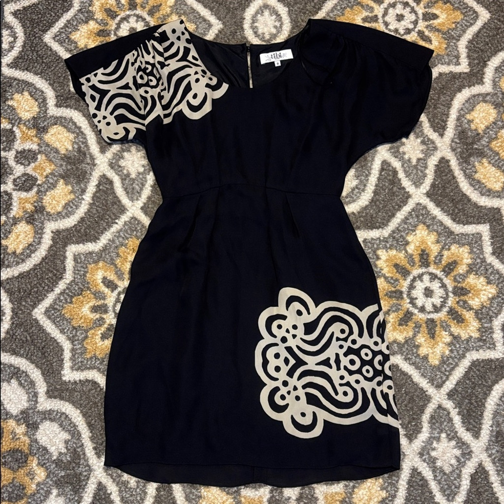 Tibi Black Silk Dress Geometric Size 0